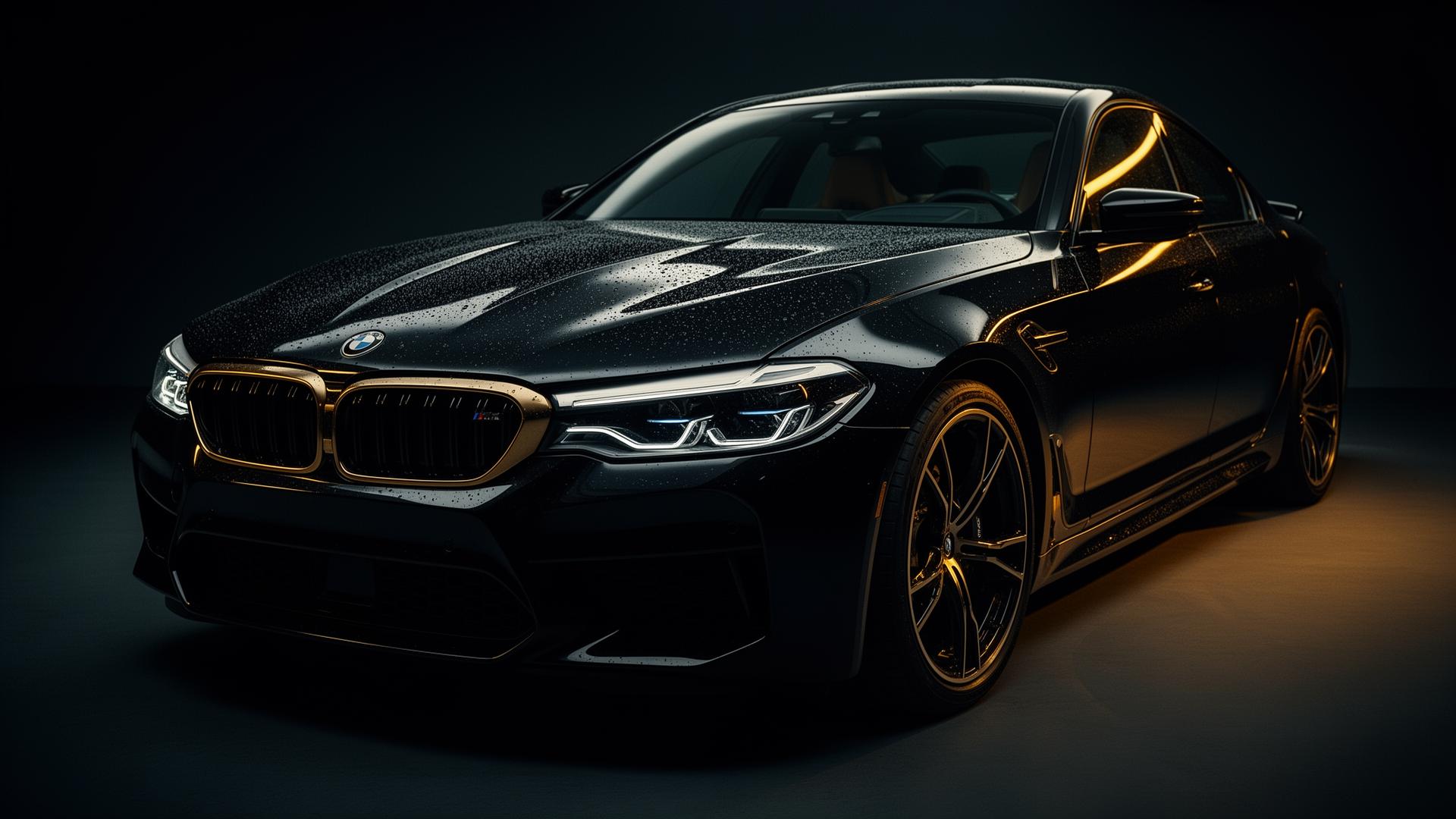 BMW noire de luxe brillante après detailing professionnel